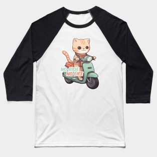 Kawaii cat riding scooter Baseball T-Shirt